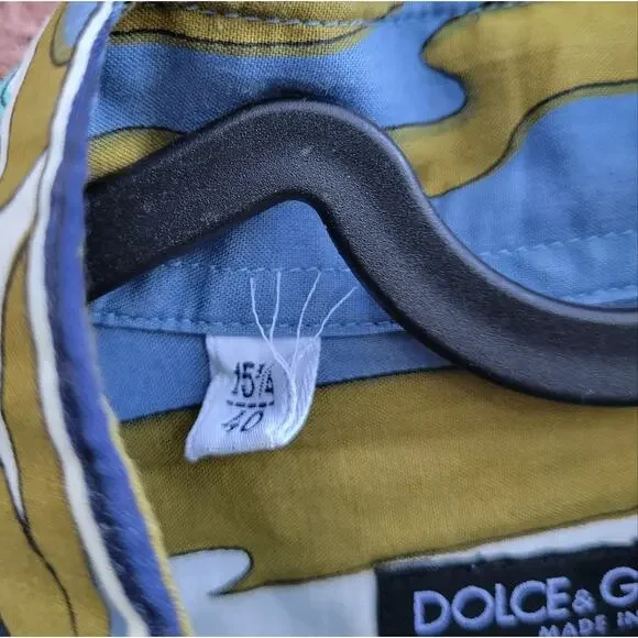 Dolce & Gabbana Men's Button Down Printed Shirt 15.25 size 40 - Picture 4 of 8